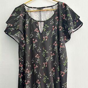 SHEIN FLORAL PRINT RUFFLE SLEEVE DRESS